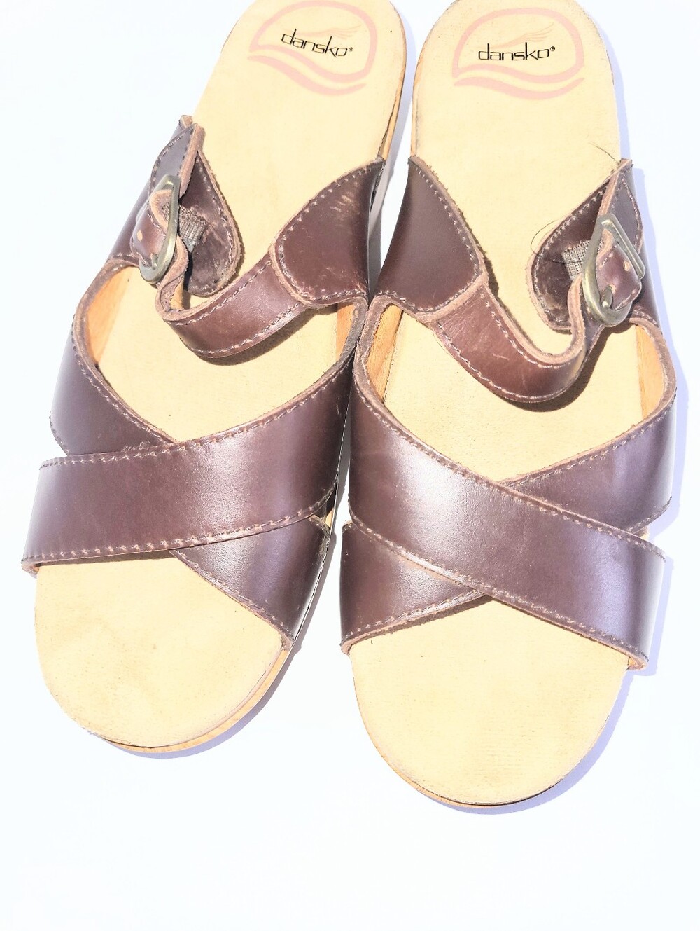 Dansko Sela Wedge Sandals Comfort Leather & Faux Wood Platform Size 39 Or 8.5-9 - Picture 13 of 15
